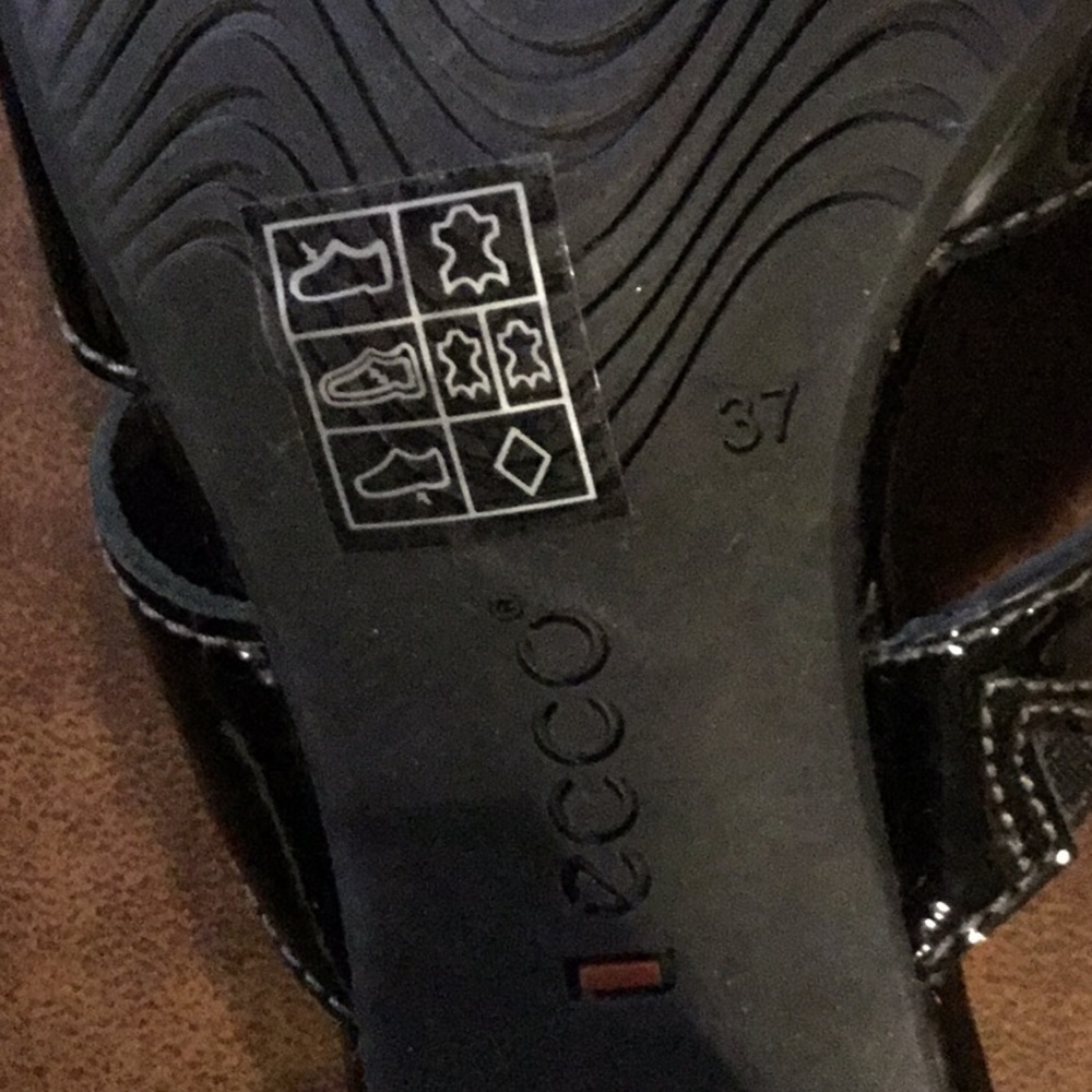 ECCO Black Patent‎ Leather Silver Stud Mules Edgy Grunge Y2K Size 37 - Picture 10 of 16